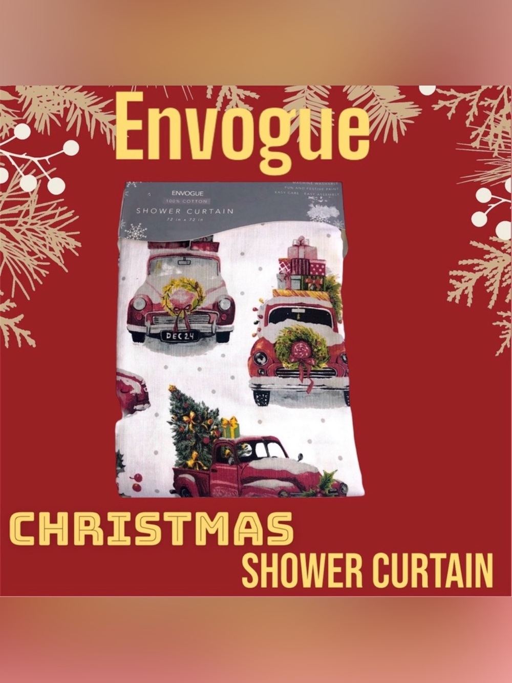 Envogue Christmas Shower Curtain NWT